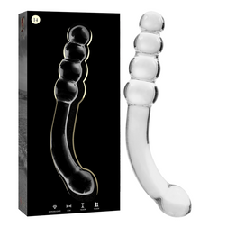 Masseur prostatique Gode verre courbé double embout prostate 18,5 cm