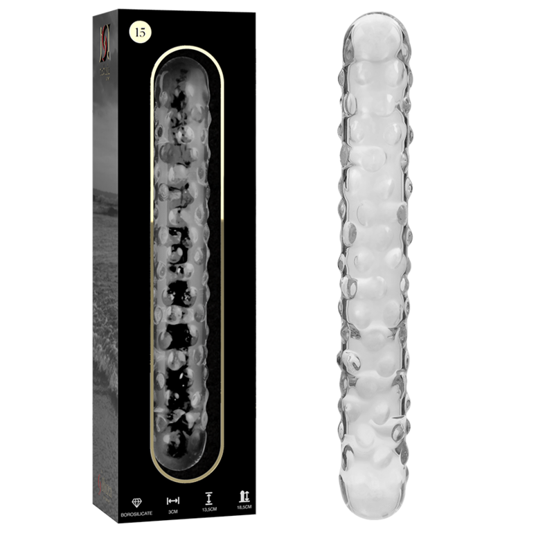 Gode verre à boules 18,5 cm Ø 3 cm — vue de profil