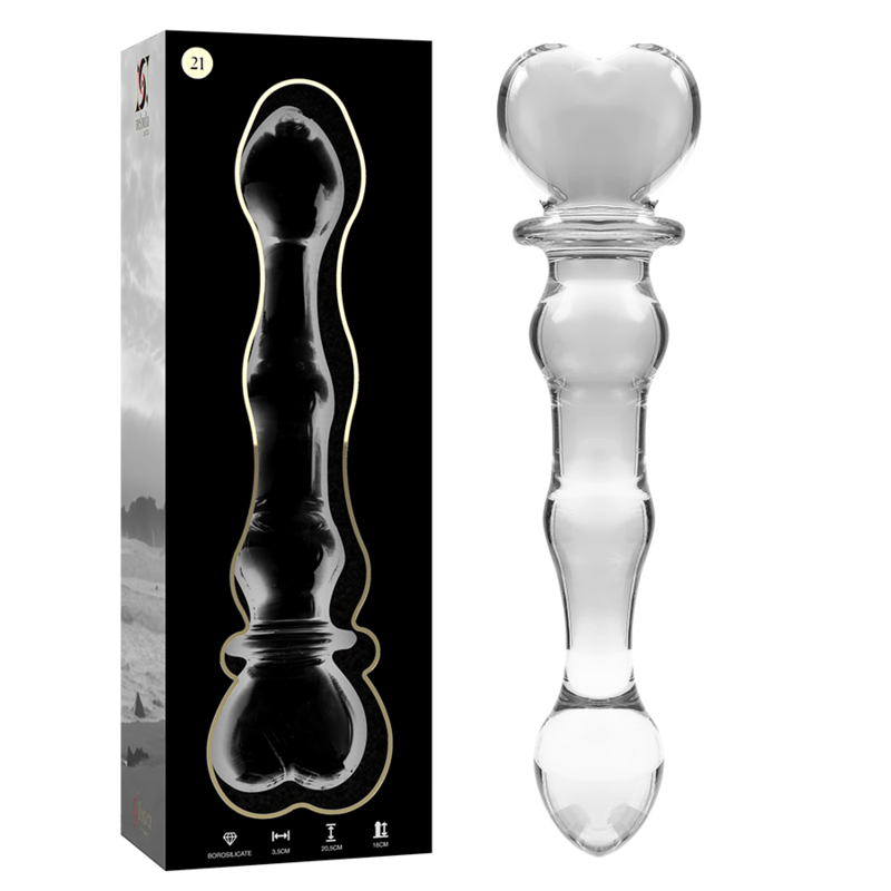 Gode en verre 20,5 cm Ø 3,5 cm format long — vue de profil