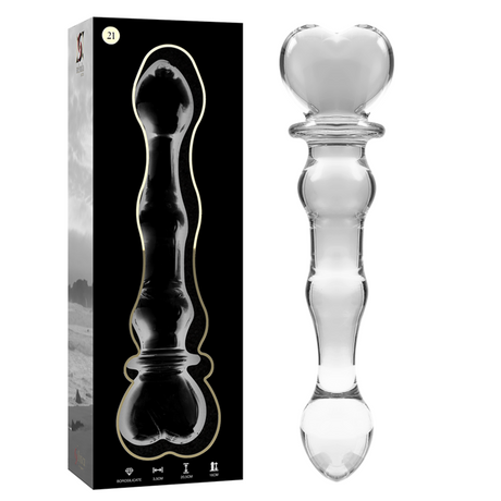 Gode en verre 20,5 cm Ø 3,5 cm format long — vue de profil