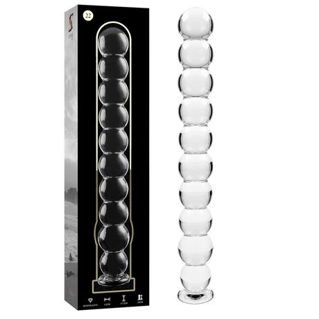 Chapelet anal verre 11 boules 21,5 cm — vue de profil