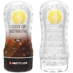 Masturbateur homme Stellar avec bille rotative jaune et boîtier transparent