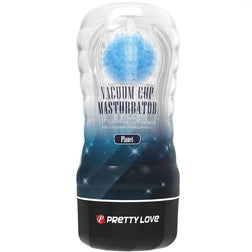 Vue de face du masturbateur à succion bleu