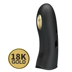 Stimulateur doigt Pretty Love électro-stimulation 7 niveaux silicone or 18K — Marico en Silicone noir vu de face