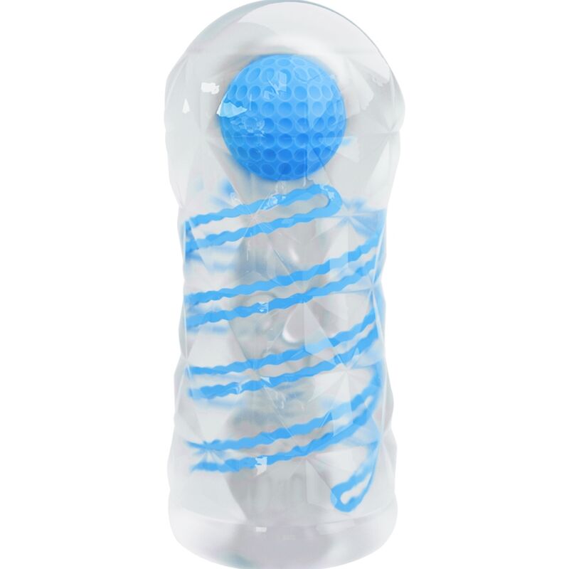 Masturbateur transparent avec boule massante 15 cm — Spirales Bleues · Pretty Love Male · Strokers