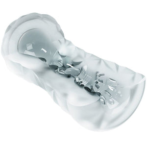 Masturbateur transparent avec boule massante 15 cm — gros plan