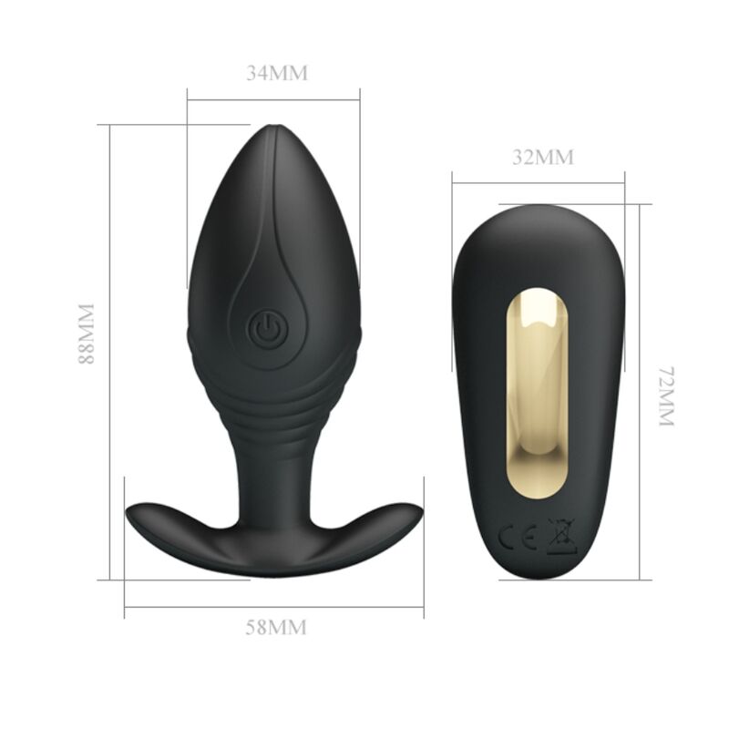 Plug anal vibrant Regina noir — dimensions 8,8 × 3,3 cm