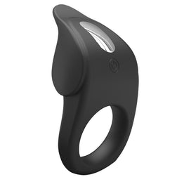 Cockring vibrant avec capteur peau 10 modes — Susanna en Silicone noir vu de face
