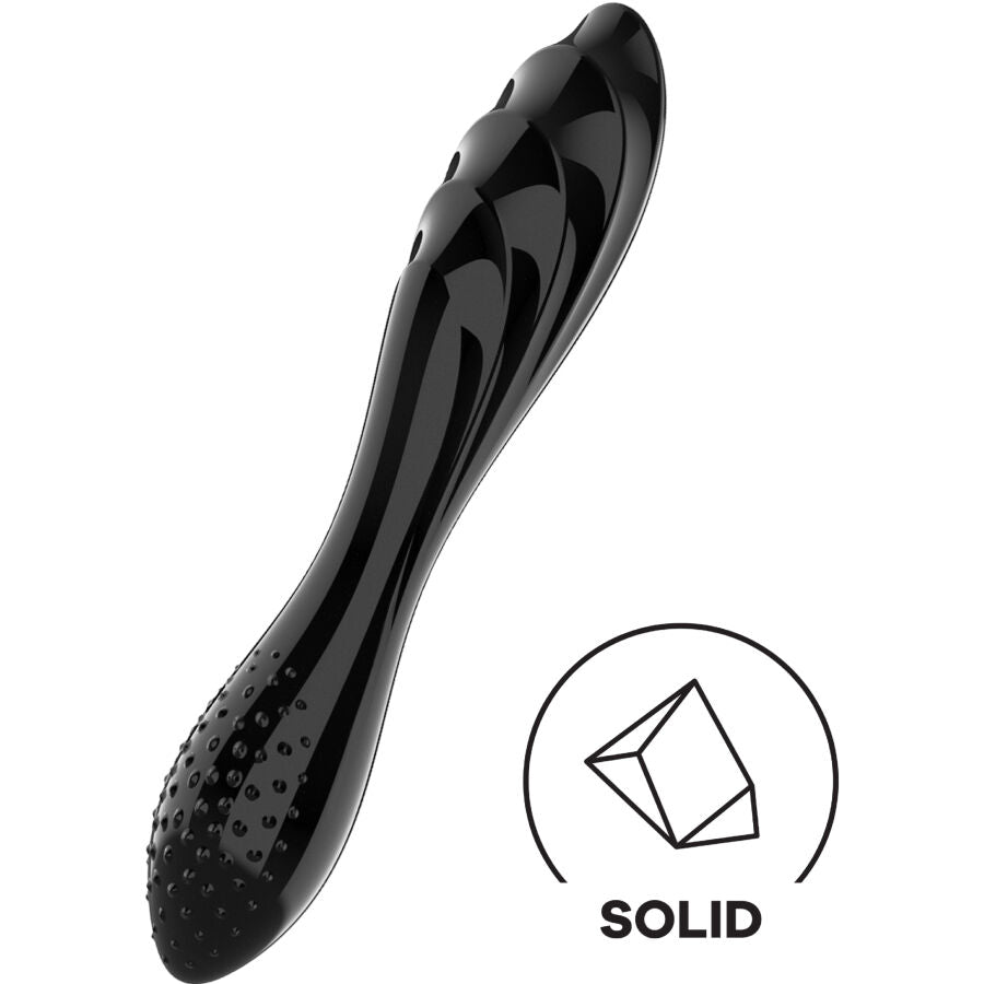 Gode double embout verre noir — vue détaillée