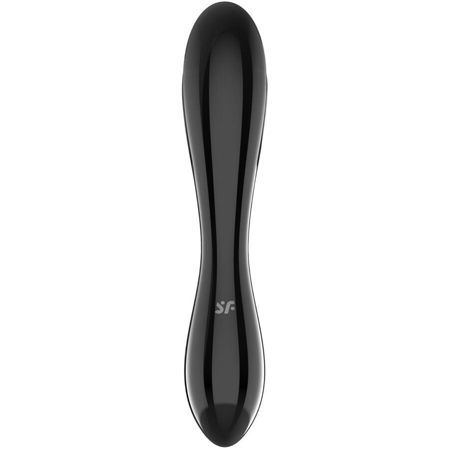 Gode double embout verre noir — vue de profil