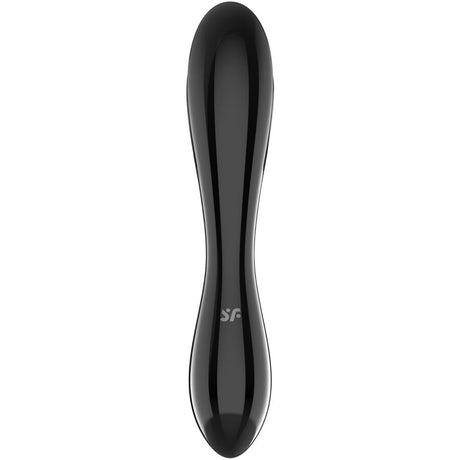 Gode double embout verre noir — vue de profil