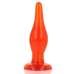 Gode ventouse Plug anal rouge toucher velours 14,2 cm avec ventouse en Silicone médical rouge 14.2 cm vu de face