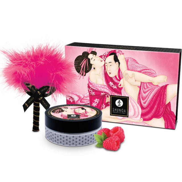 SHUNGA KIT DE POUDRE DE MASSAGE COMESTIBLE FRAMBOISE
