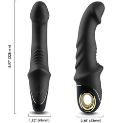 Gode vibrant rotatif JoyBlade noir, 22,8 cm — gros plan.
