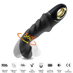 Gode vibrant rotatif JoyBlade noir, 22,8 cm — vue de profil.