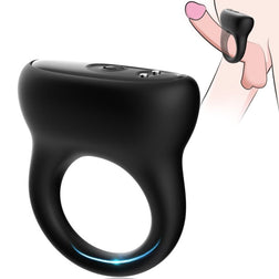Armony vibrating cock ring, silicone 9-mode rechargeable model, in black silicone for intimate pleasure.