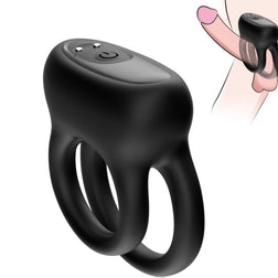 Armony vibrating cock ring in black silicone for intimate pleasure.