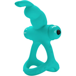 Cockring PRETTY LOVE - ANNEAU VIBRATEUR LAPIN VERT FIGGY vu de face