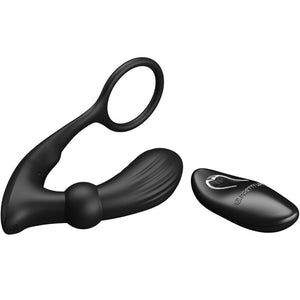 Stimulateur prostate vibrant avec cockring télécommandé — vue détaillée