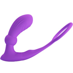 Cockring + plug anal vibrant télécommandé violet — Warren