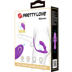 Cockring + plug anal vibrant télécommandé violet — Warren