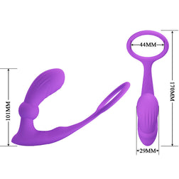 Cockring + plug anal vibrant télécommandé violet — Warren