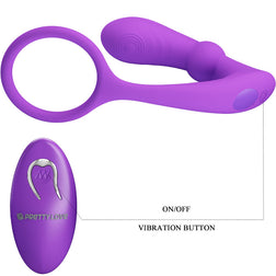 Cockring + plug anal vibrant télécommandé violet — Warren