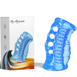 Male masturbator by Armony, model Open Four-Hole Masturbator Blue, in blue TPE, for intimate pleasure.