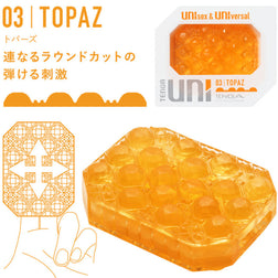 Vue profil masturbateur gland Tenga Uni Topaz texture ronde