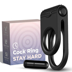 Armony Twins vibrating cock ring in black silicone for intimate pleasure.