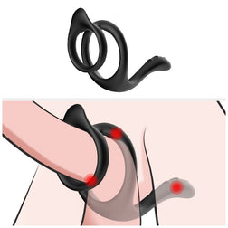 Armony Stay Hard cock ring in black silicone for intimate pleasure.