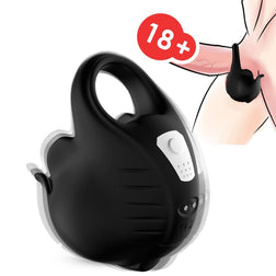 Vibrating cock ring by Armony, model Vibrating Cock Ring & Ball Cup with Remote Control, in black silicone for the...