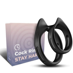 Armony DualRing cock ring in black silicone, for intimate pleasure.