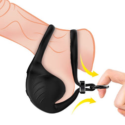 Vibrating cock ring from the brand Armony, model Manta, in black silicone for intimate pleasure.