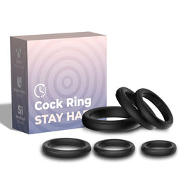 Armony cock ring, model Set of 6 firm silicone 26 to 65 mm, in black silicone for intimate pleasure.