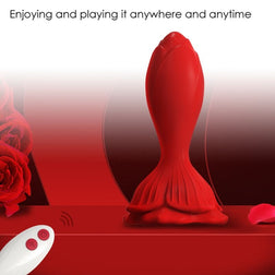 Armony vibrating remote-controlled butt plug in red silicone.