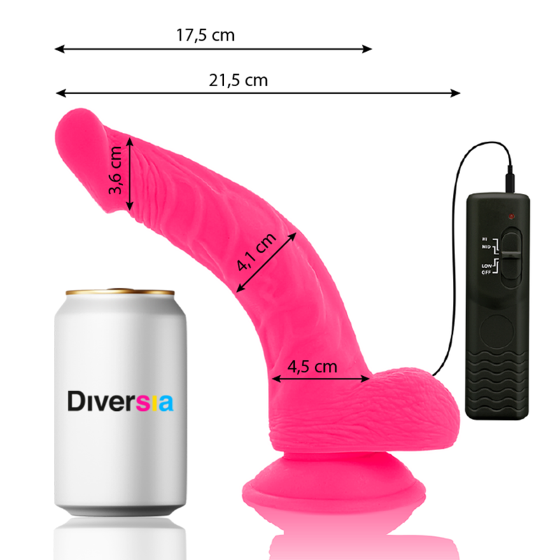 Gode réaliste Vibrant courbé 21,5 cm rose - vue produit de profil