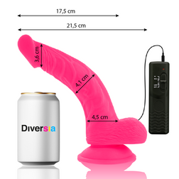 Gode réaliste Vibrant courbé 21,5 cm rose - vue produit de profil