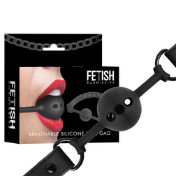 Bdsm Bâillon boule silicone perforée noire pour ton plaisir