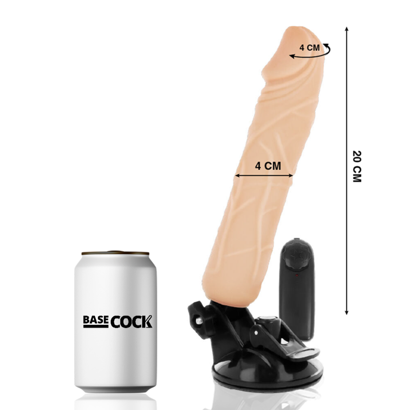 Gode vibrant réaliste 20 cm extenseur 2-en-1 Télécommande Filaire — vue de profil