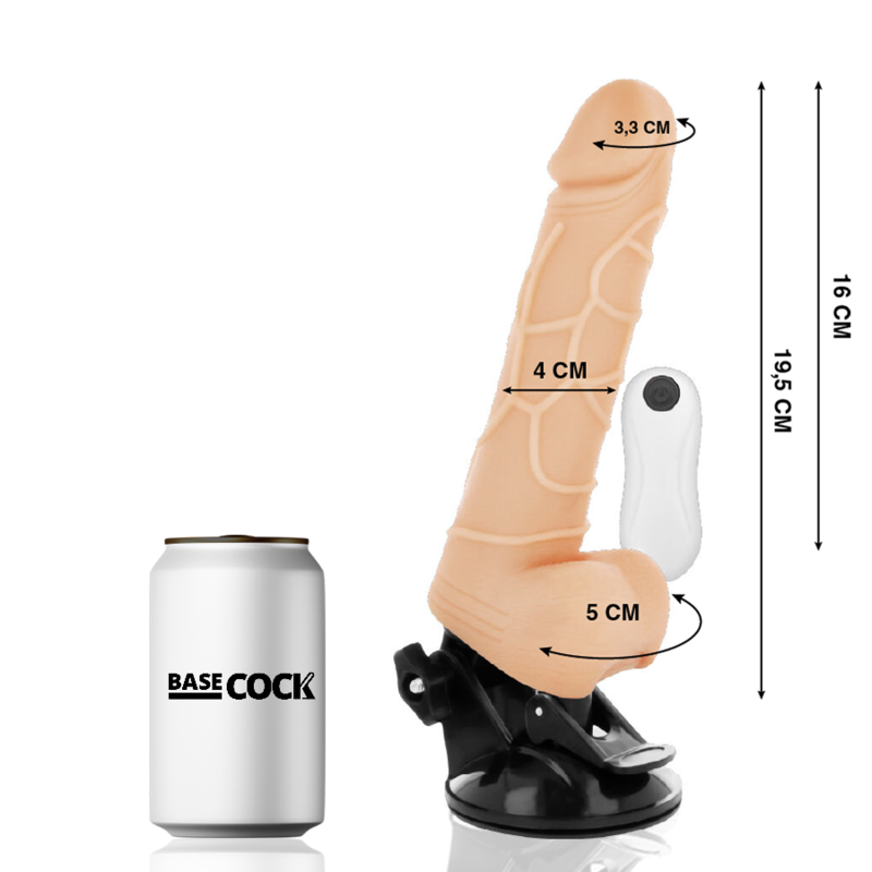 Gode vibrant réaliste testicules 19,5 cm — vue de profil