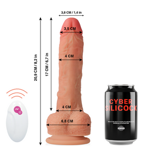 Gode réaliste rotation + va-et-vient 20,9 cm — vue de profil