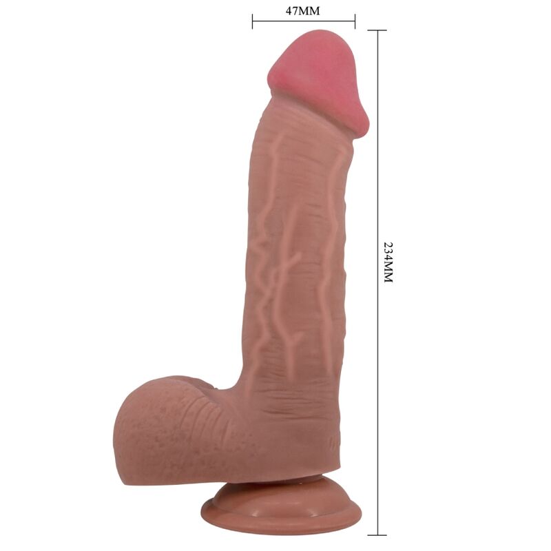 Gode réaliste peau coulissante double densité 23,4 cm marron — emballage