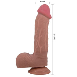 Gode réaliste peau coulissante double densité 23,4 cm marron — emballage