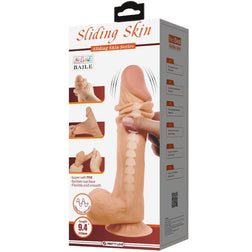 Gode réaliste vibrant Sliding Skin télécommandé 24 cm — vue de profil