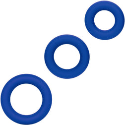 Set Admiral Universal de 3 cockrings extensibles bleus en silicone