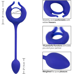 Cockring vibrant Admiral Plug and Play en silicone bleu — vue 6