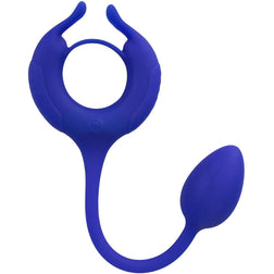 Cockring vibrant Admiral Plug and Play en silicone bleu — vue de face