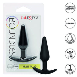 Plug anal de la marque Calexotics modèle Boundless Slim en Silicone noir 7.5 cm pour le plaisir intime.