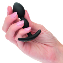 Plug double bulbe silicone noir — vue de profil
